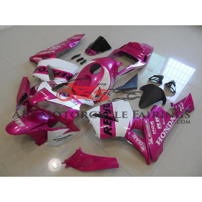 Honda CBR600RR (2003-2004) Pink & White REPSOL Fairings No Seat Cowl No Bolt Kit No Tank
