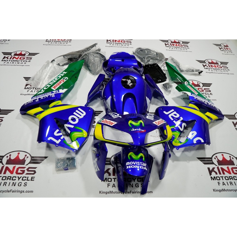 Honda CBR600RR (2005-2006) Blue, Green & Yellow Movistar Fairings No Seat Cowl No Bolt Kit No Tank