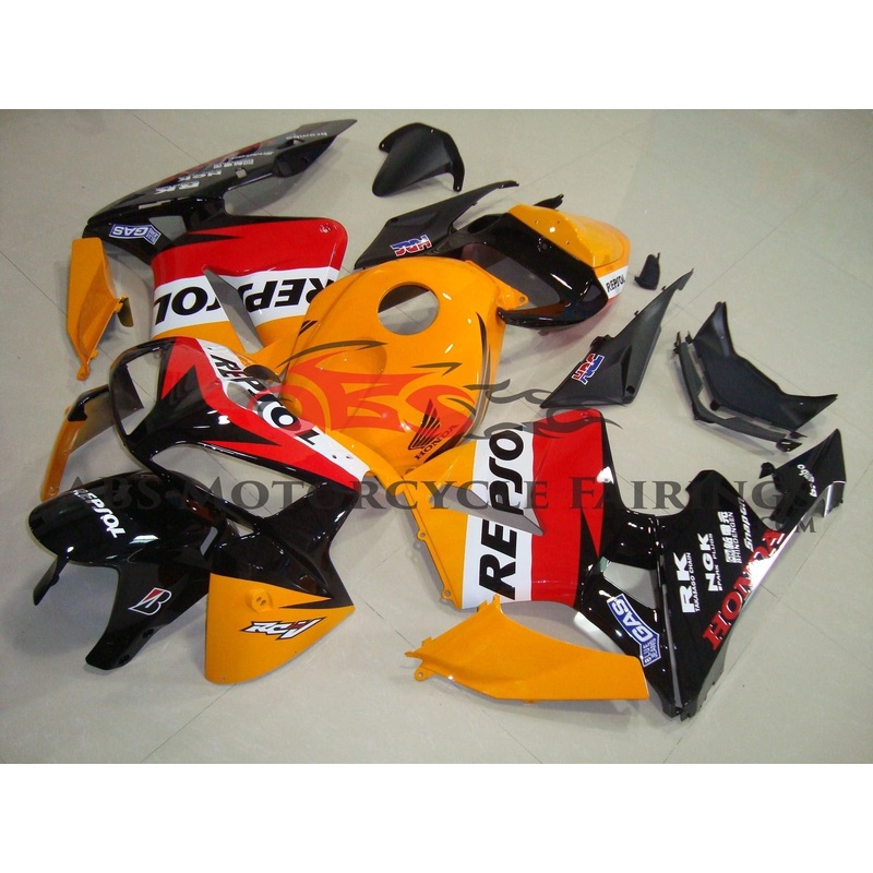 Honda CBR600RR (2005-2006) Orange, Black & Red Repsol Race Fairings No Seat Cowl No Bolt Kit No Tank