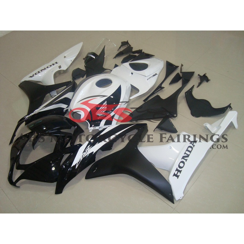 Honda CBR600RR (2007-2008) Gloss Black & Gloss White with Matte Black Fairings No Seat Cowl No Bolt Kit No Tank