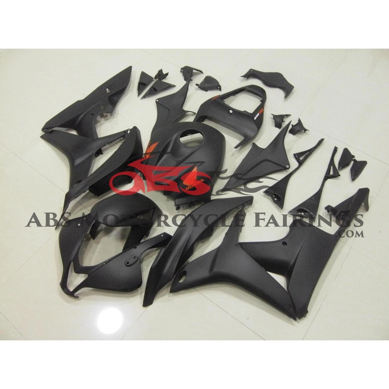 Honda CBR600RR (2007-2008) Matte Black Fairings with Red Stickers No Seat Cowl No Bolt Kit No Tank
