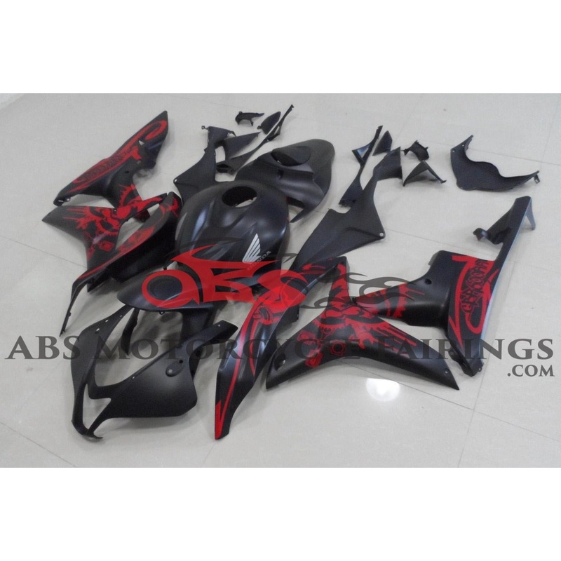 Honda CBR600RR (2007-2008) Matte Black & Red Fairings No Seat Cowl No Bolt Kit No Tank