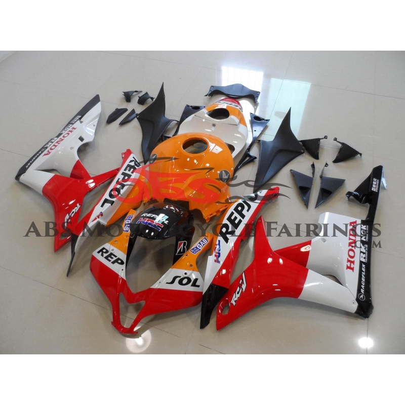 Honda CBR600RR (2007-2008) Orange, Red & White Repsol Fairings No Seat Cowl No Bolt Kit No Tank
