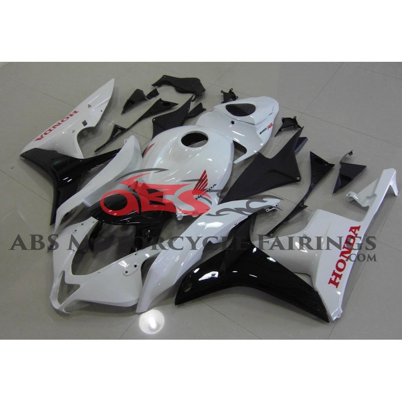 Honda CBR600RR (2007-2008) White Gloss, Black, Red Fairings No Seat Cowl No Bolt Kit No Tank