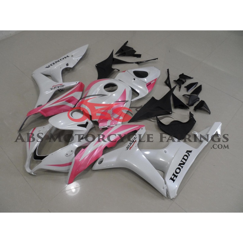 Honda CBR600RR (2007-2008) White & Light Pink Fairings No Seat Cowl No Bolt Kit No Tank