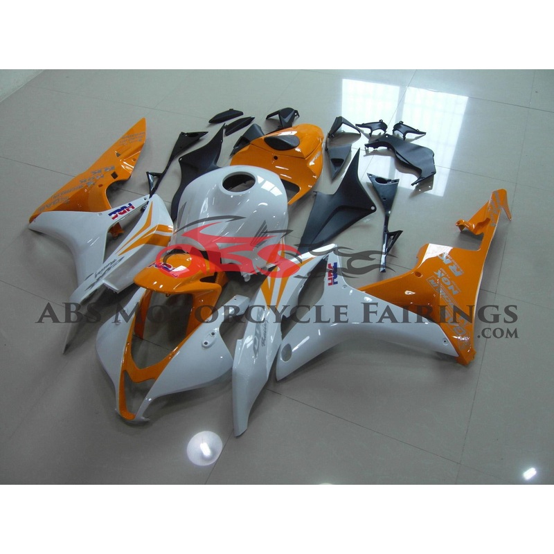 Honda CBR600RR (2007-2008) White & Orange Fairings No Seat Cowl No Bolt Kit No Tank