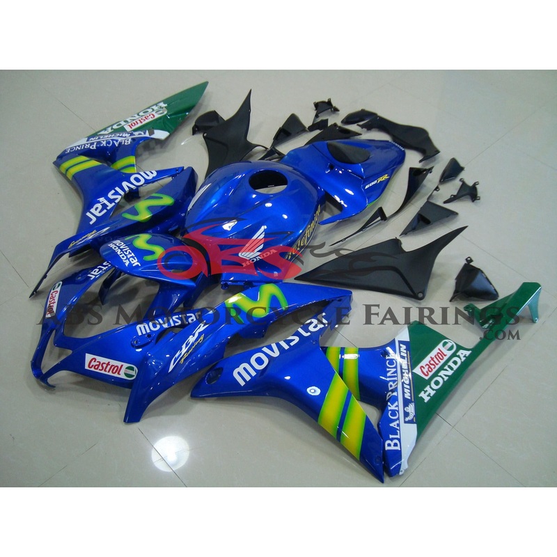 Honda CBR600RR (2009-2012) Blue & Green Movistar Fairings No Seat Cowl No Bolt Kit No Tank