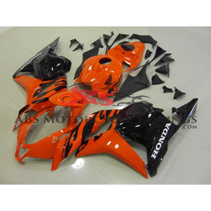 Honda CBR600RR (2009-2012) Orange & Black Tribal Fairings No Seat Cowl No Bolt Kit No Tank