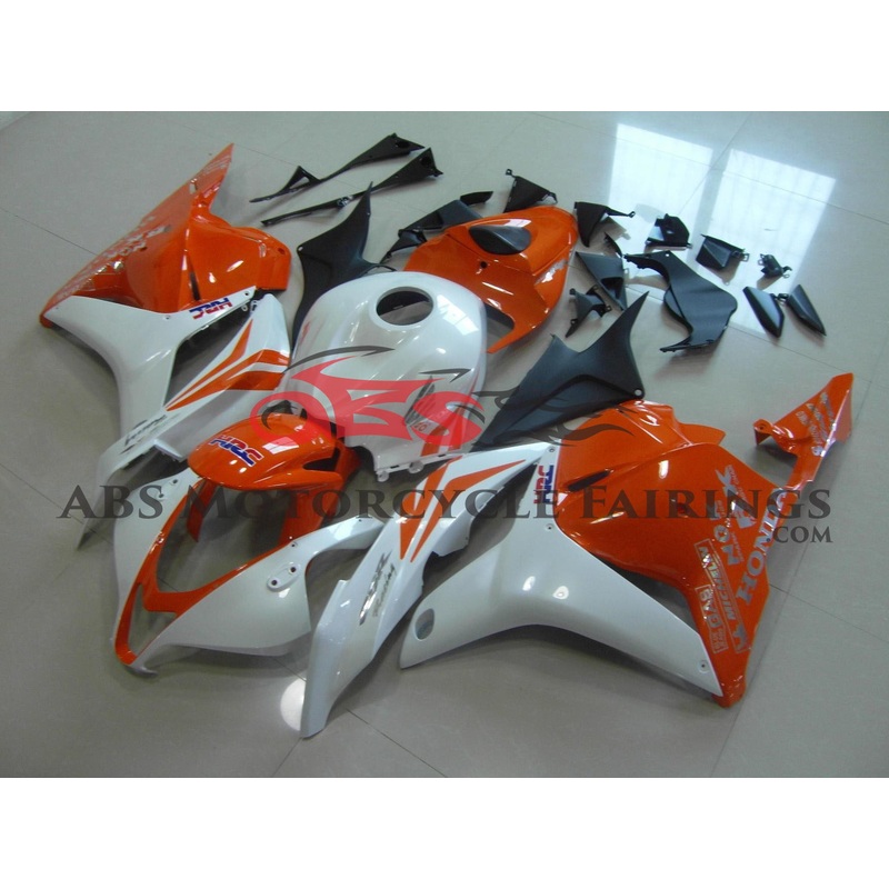 Honda CBR600RR (2009-2012) White & Orange HRC Fairings No Seat Cowl No Bolt Kit No Tank
