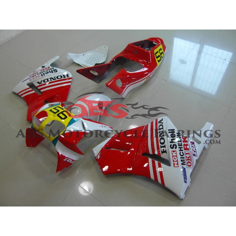 Michelin 56 Red & White 1994 Honda RVF400R NC35 Michelin 56 Red & White Clear (Injection Mold) Select Bolt Kit