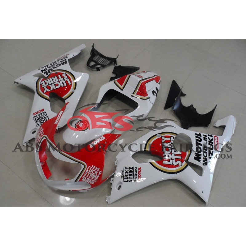 Suzuki GSXR1000 (2000-2002) White & Red Lucky Strike Fairings No Seat Cowl No Bolt Kit No Tank Cover