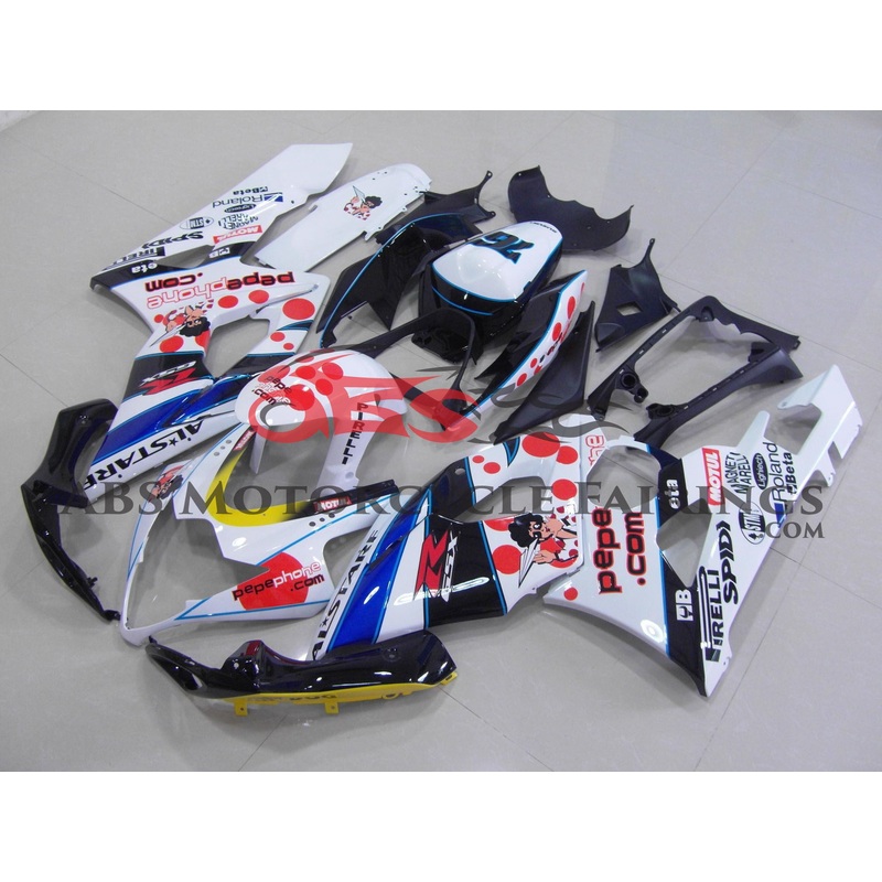 Suzuki GSXR1000 (2005-2006) White Pepe Phone Fairings No Seat Cowl No Bolt Kit No Tank