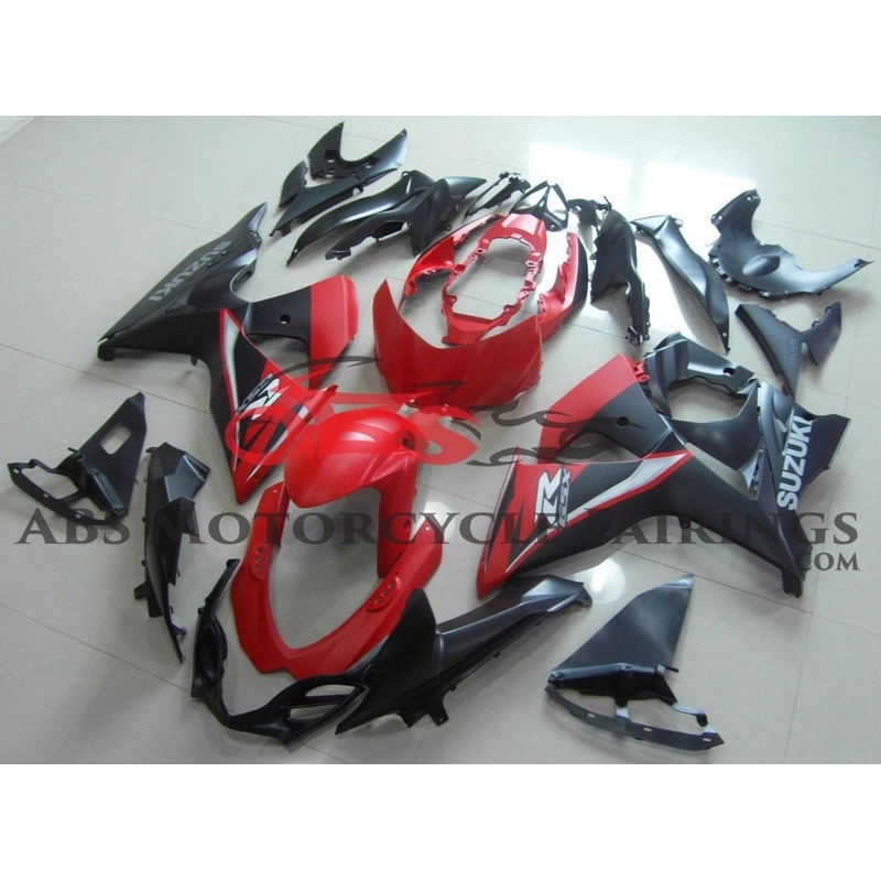 Suzuki GSXR1000 (2009-2016) Matte Red & Matte Black Fairings Clear Windscreen: Free No Seat Cowl No Bolt Kit