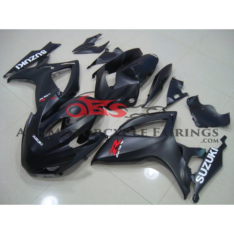 Suzuki GSXR600 (2006-2007) Matte Black Race Fairings Clear Windscreen: Free No Bolt Kit No Tank
