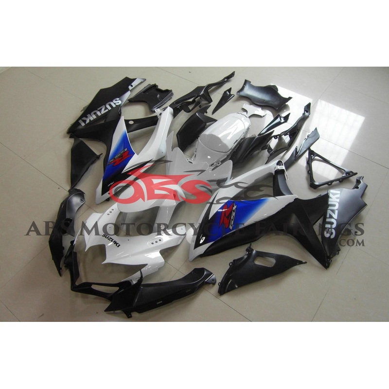 Suzuki GSXR600(2008-2010) White, Blue & Matte Black Fairings No Seat Cowl No Bolt Kit No Tank