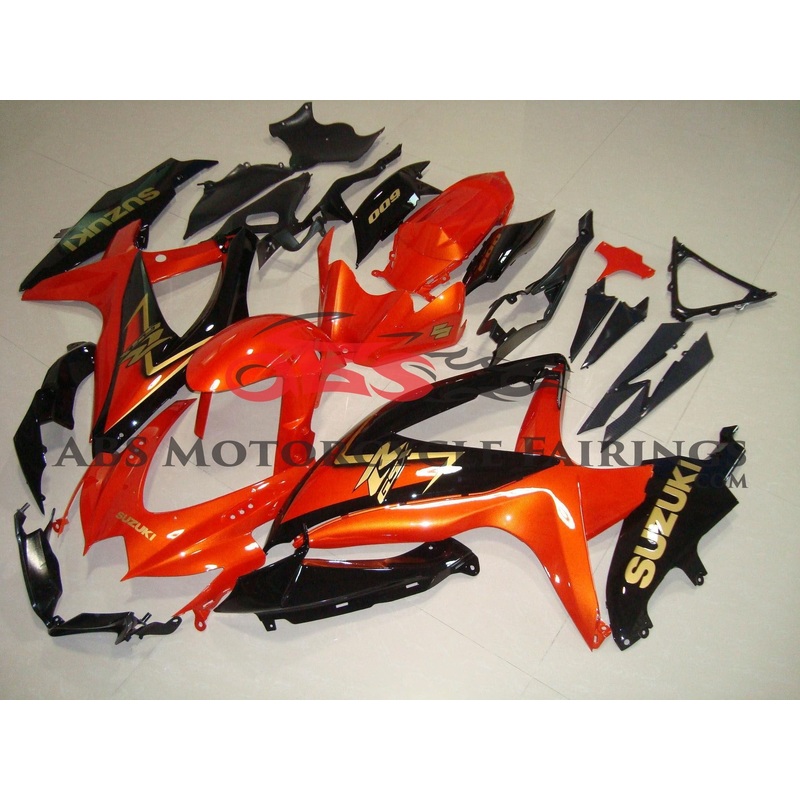 Suzuki GSXR750 (2008-2010) Orange, Black & Gold Fairings No Seat Cowl No Bolt Kit No Tank