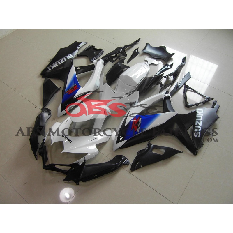 SUZUKI GSXR750 (2008-2010) White, Matte Black & Blue Fairings Matte Black & White OEM Clear (Injection Mold) Select Bolt Kit