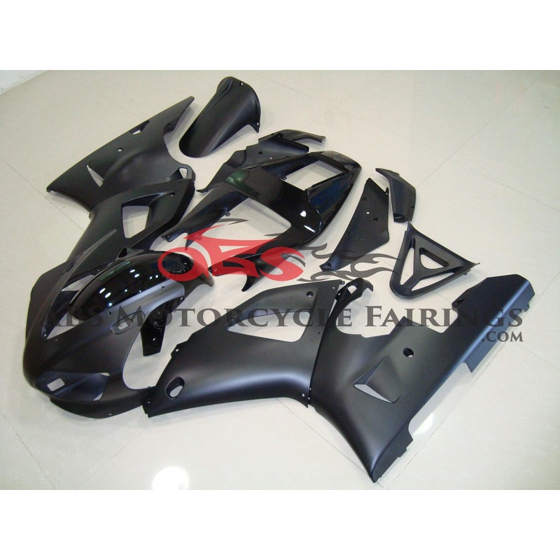 Yamaha YZF-R1 (1998-1999) Matte Black Fairings Clear Windscreen: Free No Seat Cowl No Bolt Kit