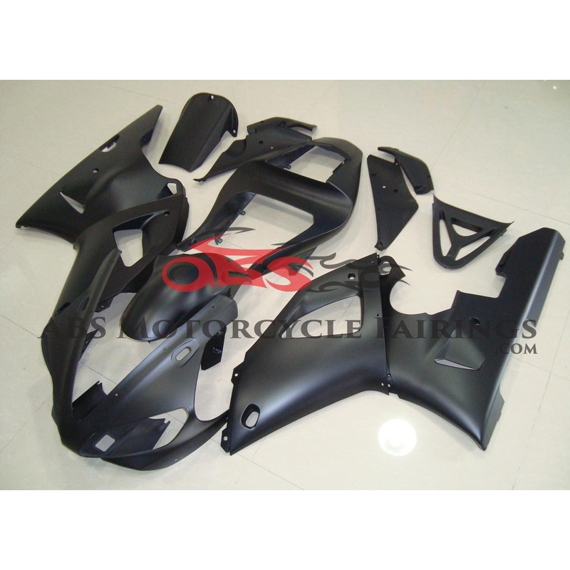 Yamaha YZF-R1 (2000-2001) Matte Black Fairings Clear Windscreen: Free No Seat Cowl No Bolt Kit