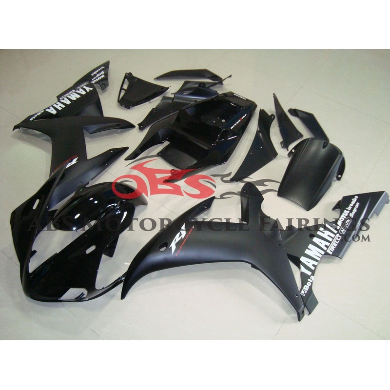 Yamaha YZF-R1 (2002-2003) Matte Black, Gloss Black Fairings Clear Windscreen: Free No Seat Cowl No Bolt Kit