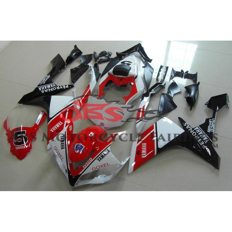 Yamaha YZF-R1 (2007-2008) Red, White & Black #5 Fairings No Seat Cowl No Bolt Kit No Tank