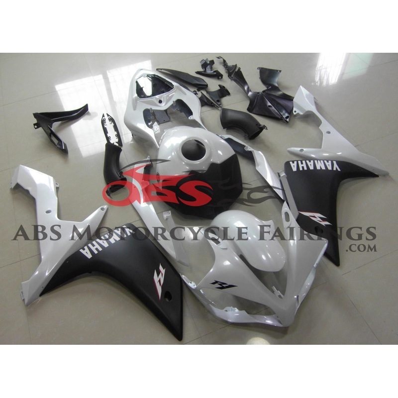 Yamaha YZF-R1 (2007-2008) White & Matte Black Fairings No Seat Cowl No Bolt Kit No Tank