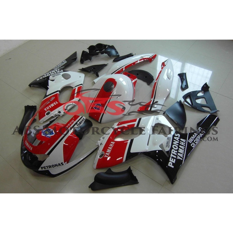 YAMAHA YZF600R (1998-2007) RED, WHITE & BLACK PETRONAS FAIRINGS Clear Windscreen: Free No Bolt Kit No Tank Cover