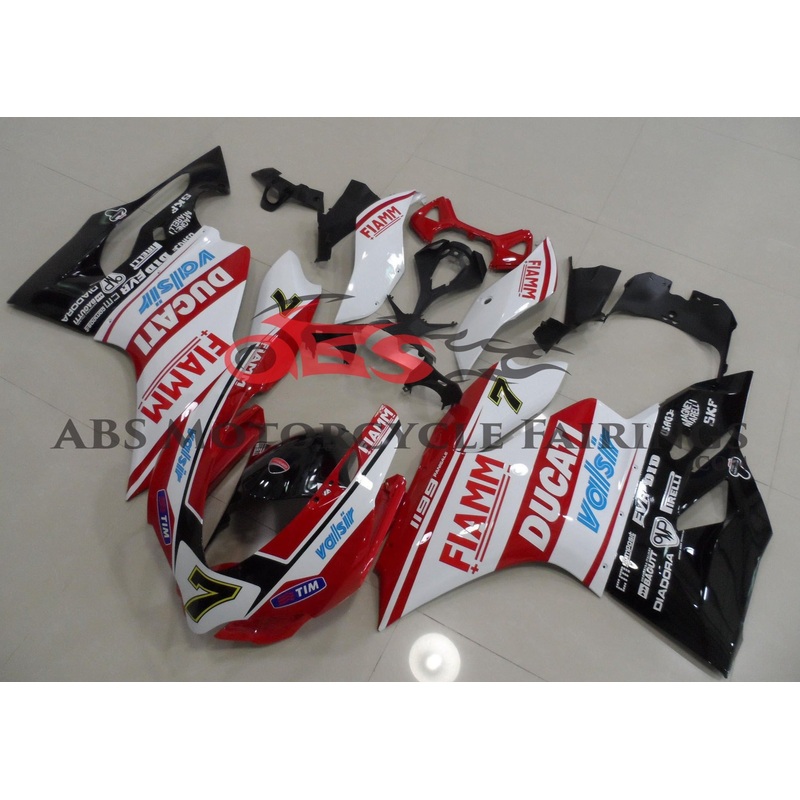 Ducati 1199 (2011-2014) Red, White FIAMM #7 Fairings No Tank No Seat Cowl No Bolt Kit