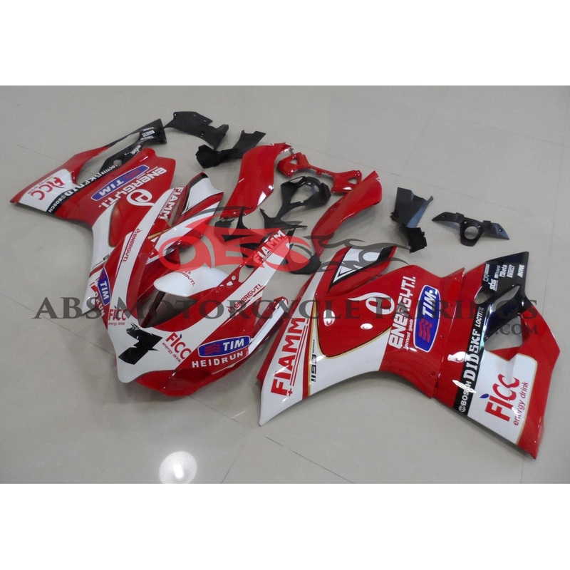 Ducati 1199 (2011-2014) White, Red TIM Fairings No Tank No Seat Cowl No Bolt Kit