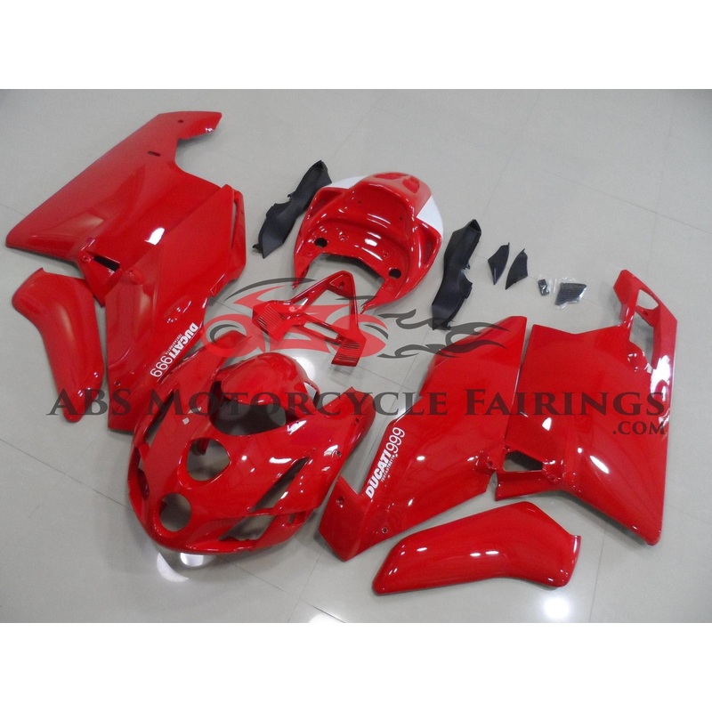 Ducati 749 (2003-2004) Red Fairings Clear Windscreen: Free No Seat Cowl No Bolt Kit