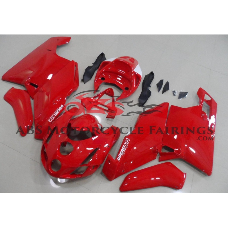 Ducati 999 (2003-2004) Red Fairings Clear Windscreen: Free No Seat Cowl No Bolt Kit