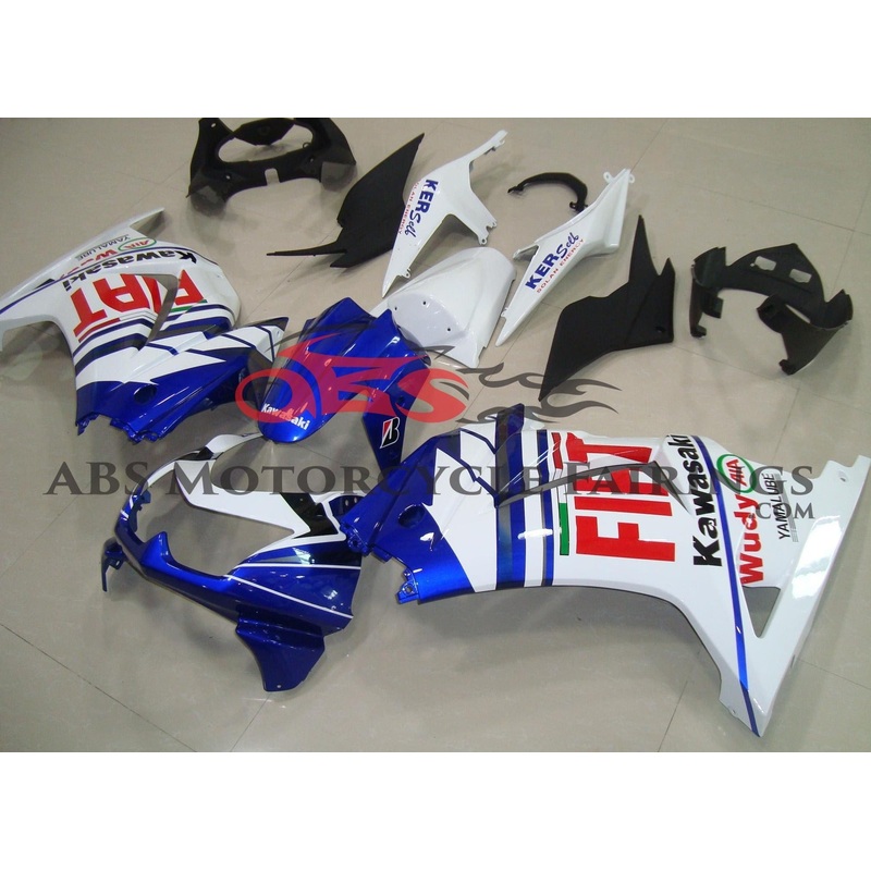 Fairings for Kawasaki Ninja 250R (2008-2013) Blue, White FIAT No Seat Cowl No Bolt Kit No Tank