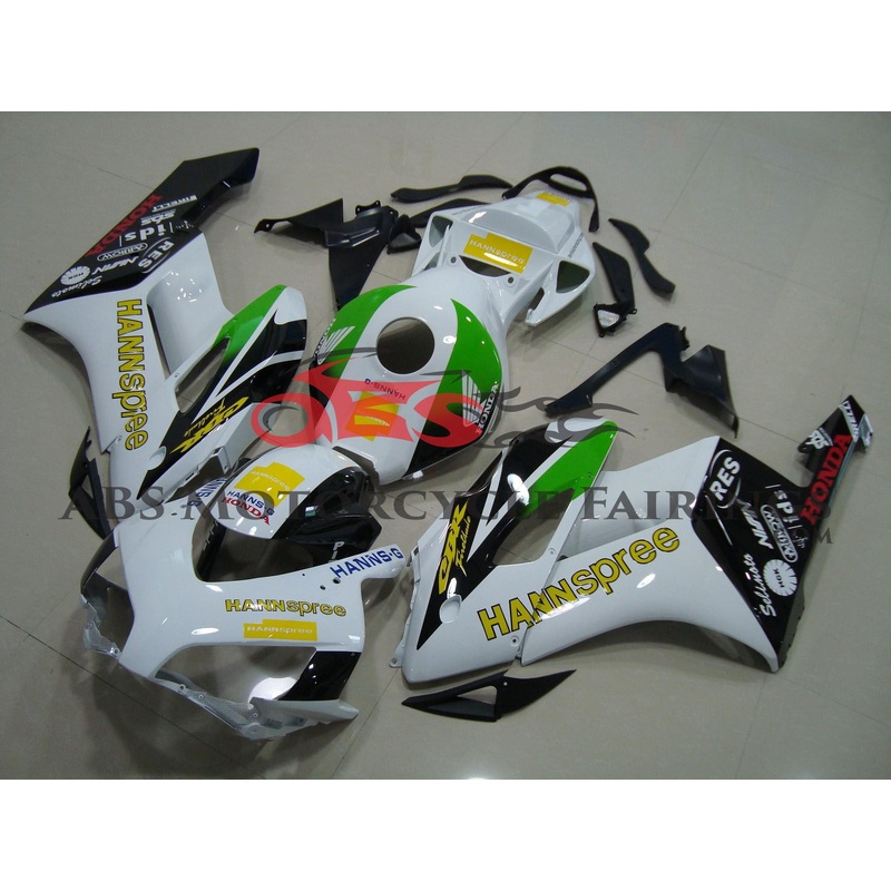 Honda CBR1000RR (2004-2005) White, Black, Green and Yellow HANNspree Fairings No Seat Cowl No Bolt Kit No Tank