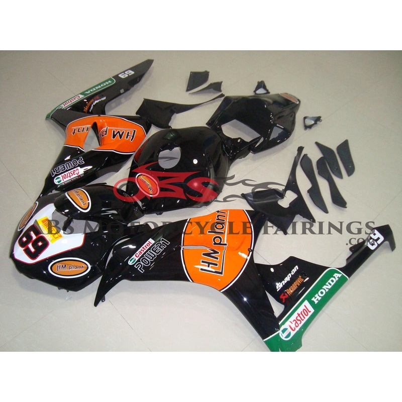 Honda CBR1000RR (2006-2007) Black HM Plant Race Fairings No Seat Cowl No Bolt Kit No Tank