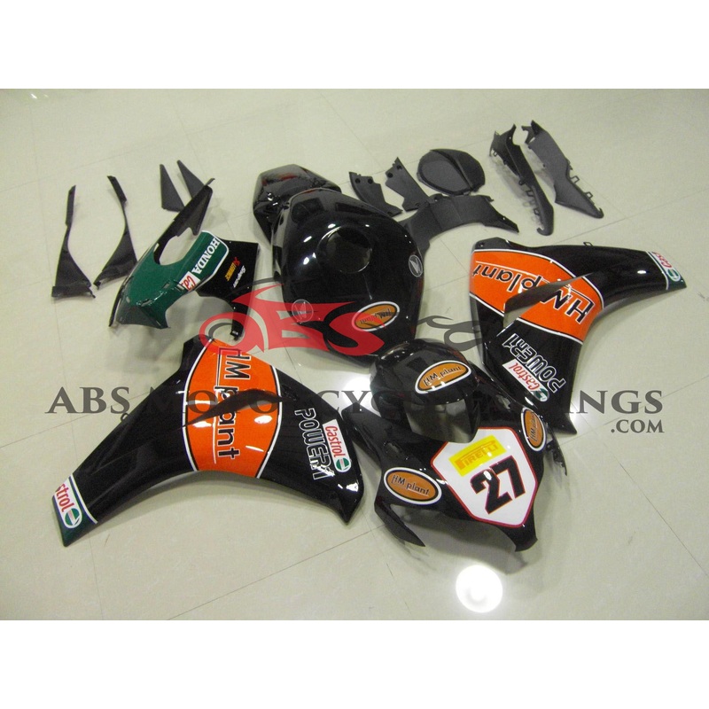 Honda CBR1000RR (2008-2011) Black & Orange HM Plant Fairings No Seat Cowl No Bolt Kit No Tank