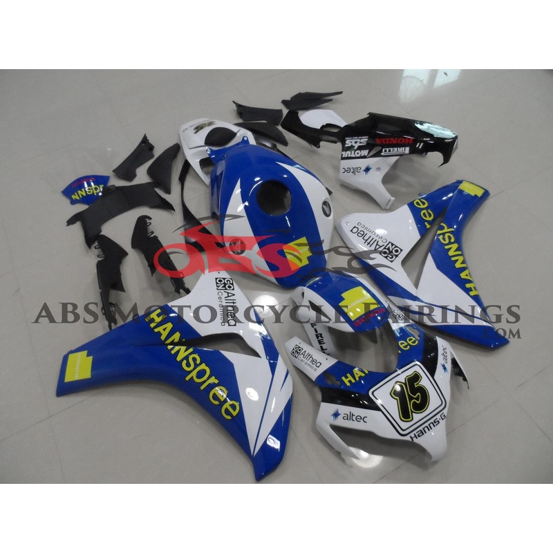 Honda CBR1000RR (2008-2011) White, Blue & Yellow HANNspree Fairings No Seat Cowl No Bolt Kit No Tank