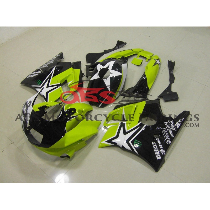 Honda CBR600FS (1991-1994) Green, Black & White Star Fairings Clear (Injection Mold) Select Bolt Kit