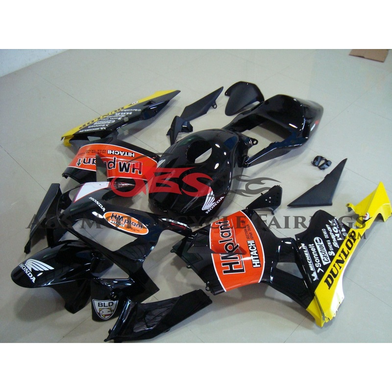 Honda CBR600RR (2003-2004) Black, Orange & Yellow HM Plant Race Fairings No Seat Cowl No Bolt Kit No Tank