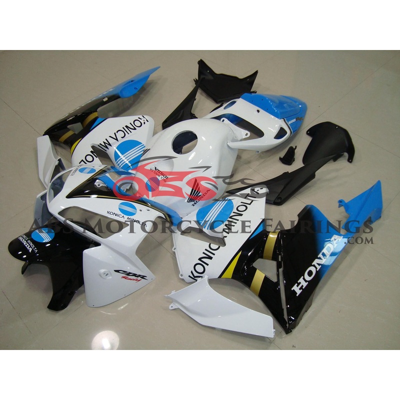 Honda CBR600RR (2005-2006) White, Black & Blue Konica Minolta Race Fairings No Seat Cowl No Bolt Kit No Tank