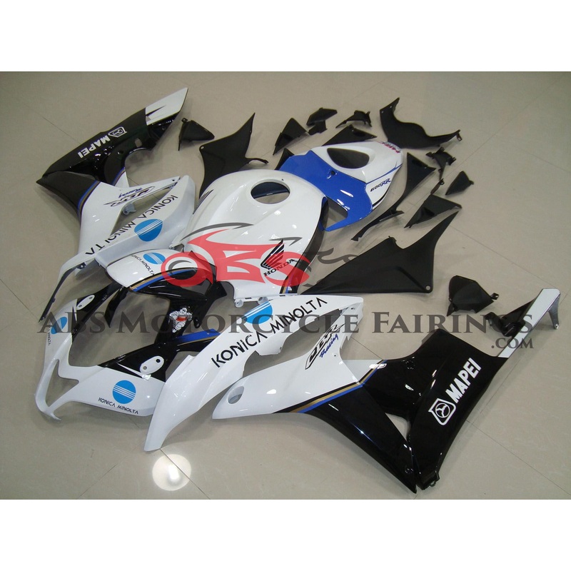 Honda CBR600RR (2007-2008) White, Black, Blue Konica Fairings No Seat Cowl No Bolt Kit No Tank