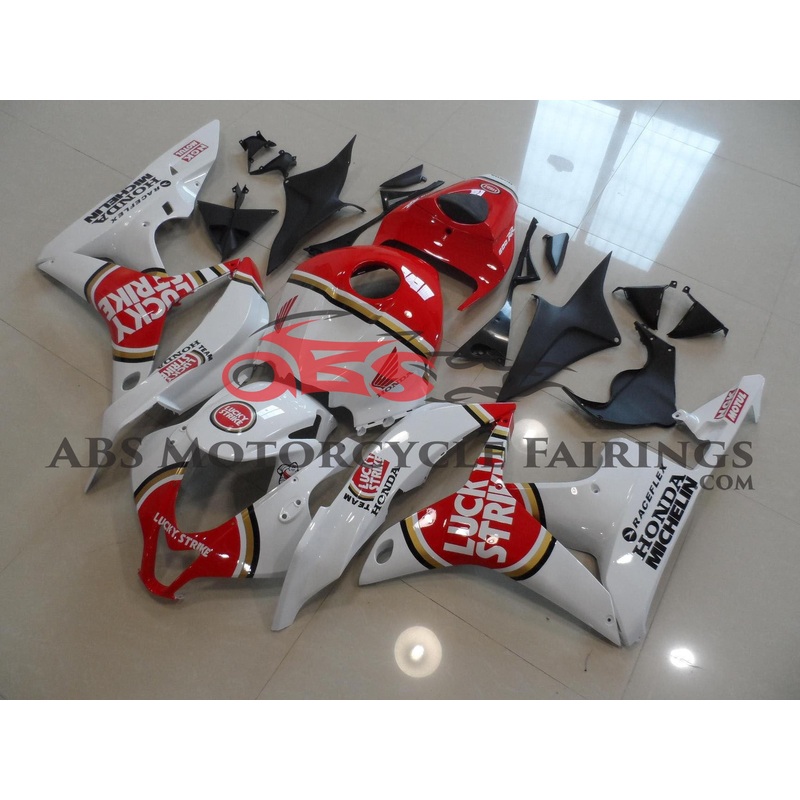 Honda CBR600RR (2007-2008) White & Red Lucky Strike Race Fairings No Seat Cowl No Bolt Kit No Tank