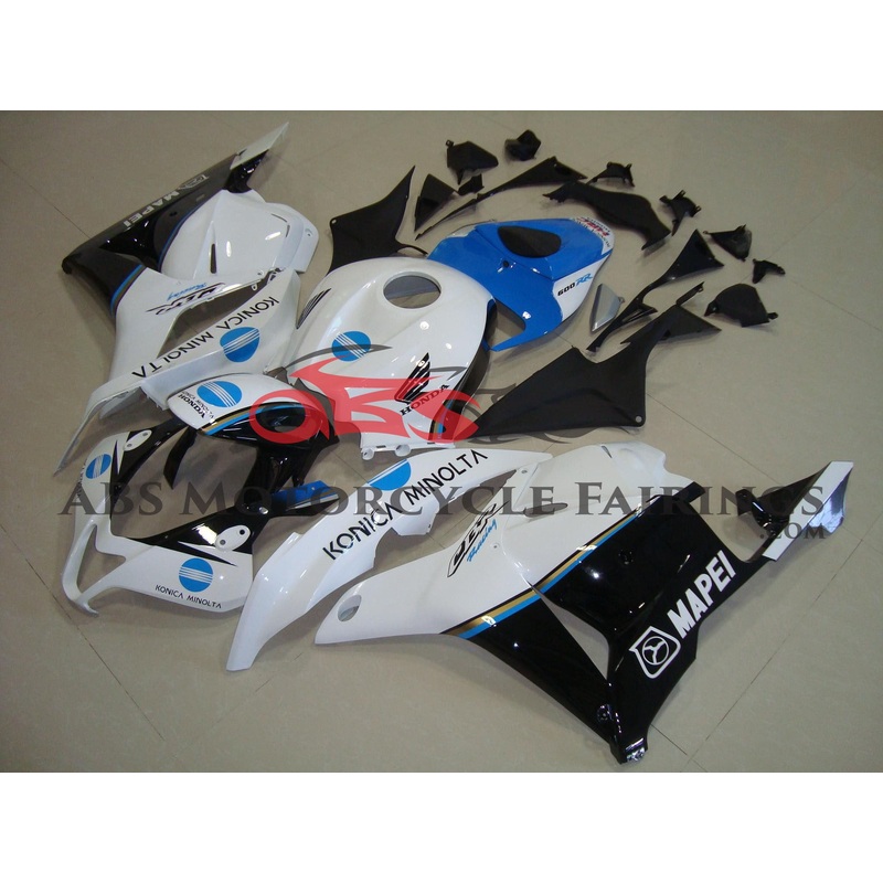 Honda CBR600RR (2009-2012) White, Black & Blue Konica Minolta Fairings No Seat Cowl No Bolt Kit No Tank