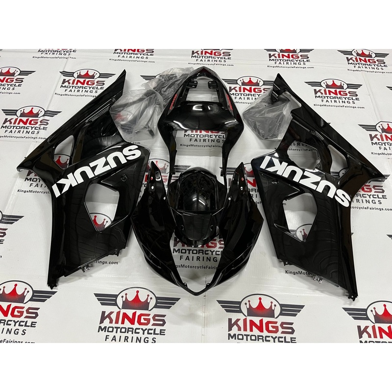 Suzuki GSXR1000 (2003-2004) Black, White, Red Fairings Clear Windscreen: Free No Seat Cowl No Bolt Kit