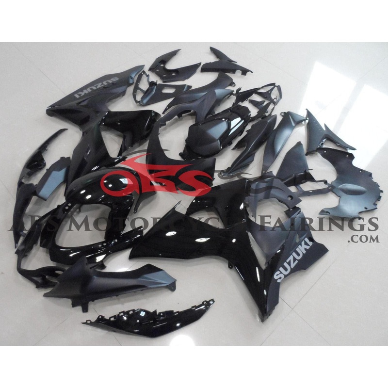 Suzuki GSXR1000 (2009-2016) Black & Matte Black Fairings Clear Windscreen: Free No Seat Cowl No Bolt Kit