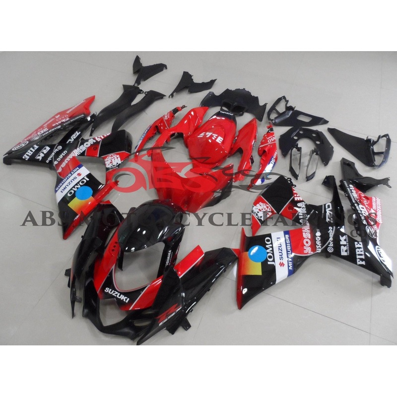 Suzuki GSXR1000 (2009-2016) Black & Red Jomo Fairings Clear Windscreen: Free No Seat Cowl No Bolt Kit