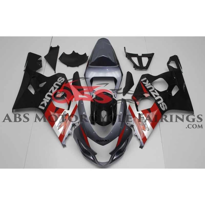 Suzuki GSXR600 (2004-2005) Gray, Red, Black Fairings No Seat Cowl No Bolt Kit No Tank