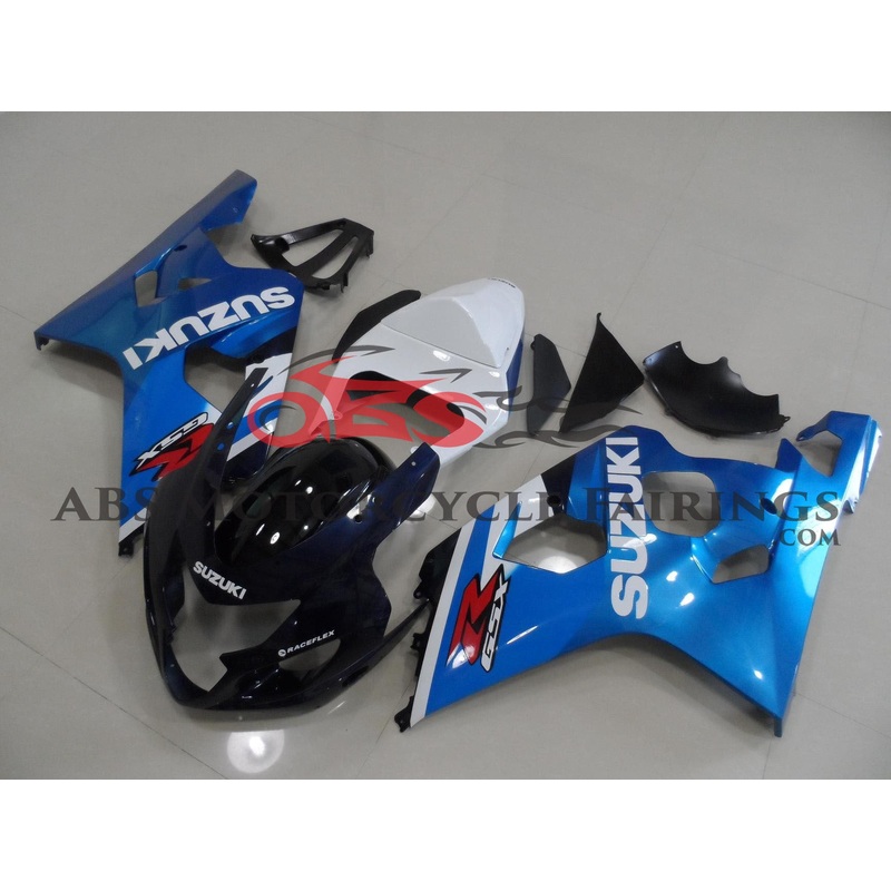 Suzuki GSXR600 (2004-2005) Light Blue, Black & White Fairings No Seat Cowl No Bolt Kit No Tank