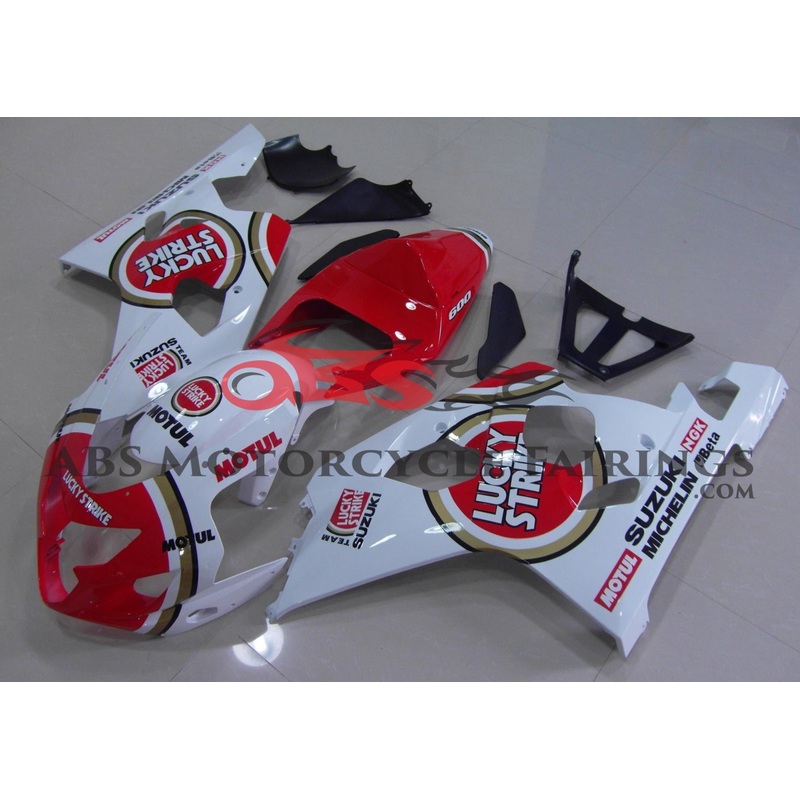 Suzuki GSXR600 (2004-2005) White & Red Lucky Strike Fairings No Seat Cowl No Bolt Kit No Tank