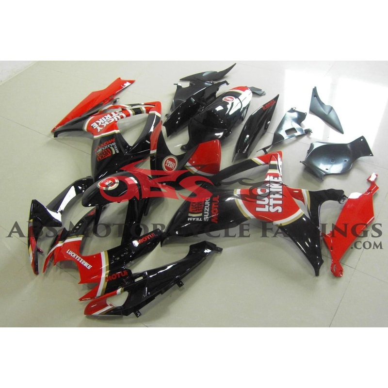 Suzuki GSXR600 (2006-2007) Black & Red Lucky Strike Fairings No Seat Cowl No Bolt Kit No Tank