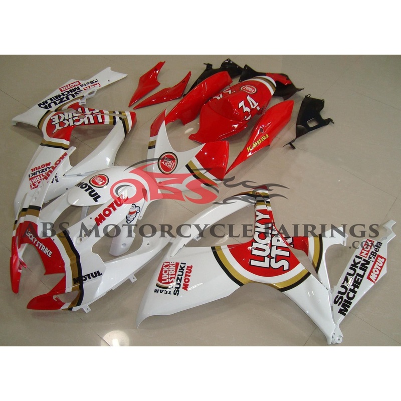 Suzuki GSXR600 (2006-2007) White & Red Lucky Strike Fairings No Seat Cowl No Bolt Kit No Tank